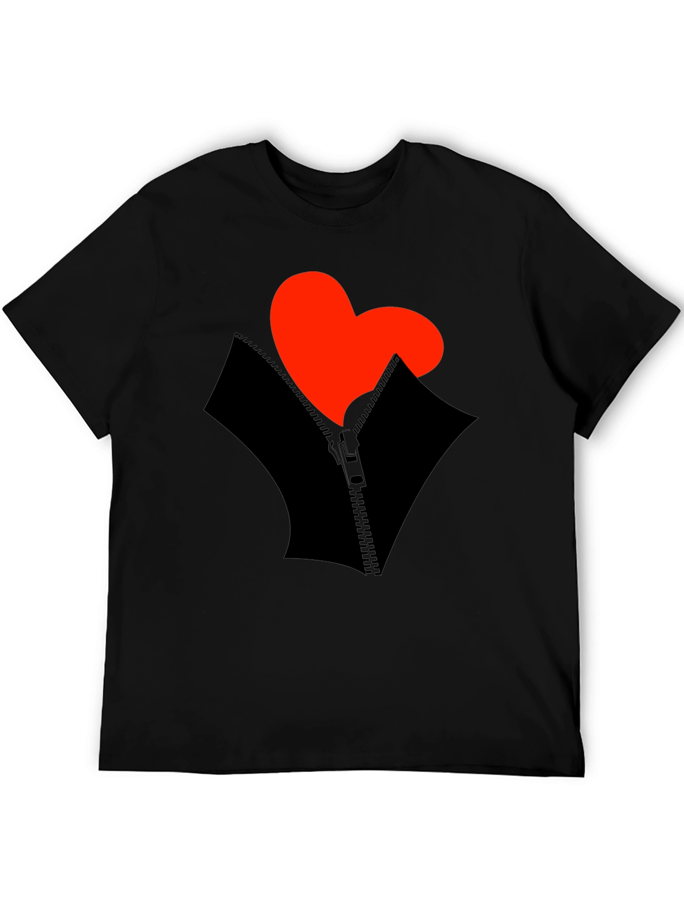 Black Heart Zipper Graphic Black T-Shirt view 5