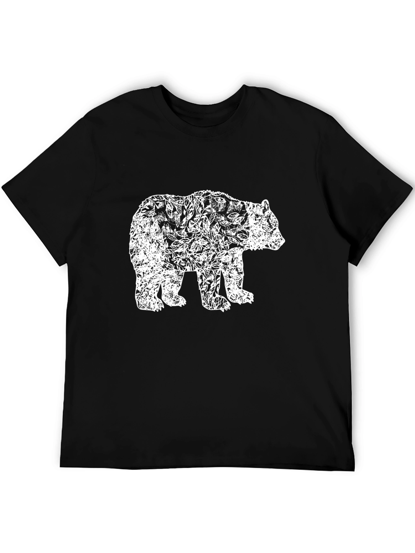 Black Bear Floral Print Black T-Shirt view 5