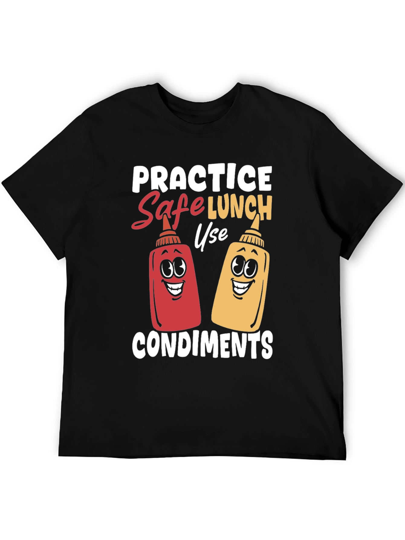 Black Practice Safe Lunch Condiments T-Shirt view 5