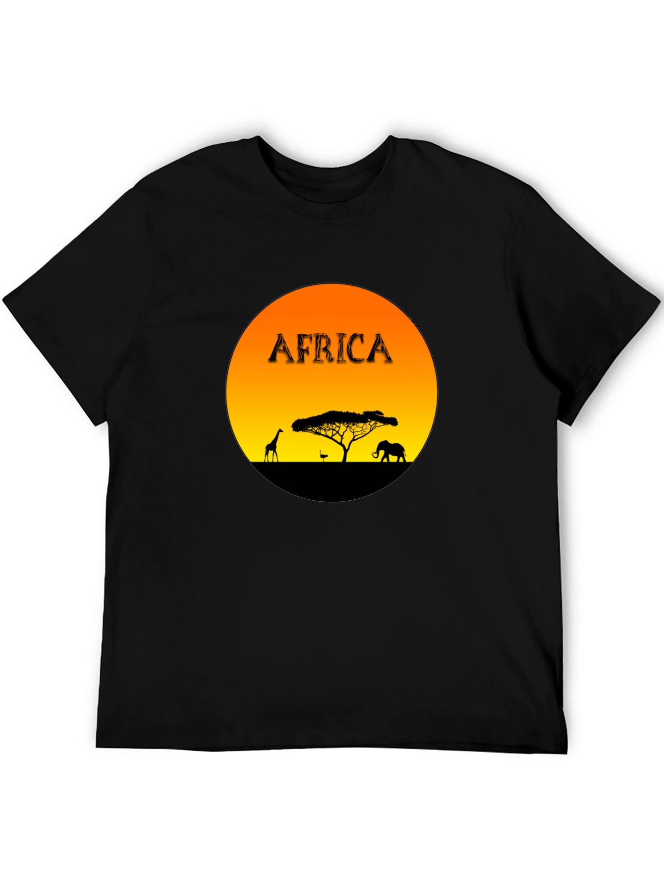 Black Africa Sunset Graphic Tee - Black Cotton Blend T-Shirt view 5