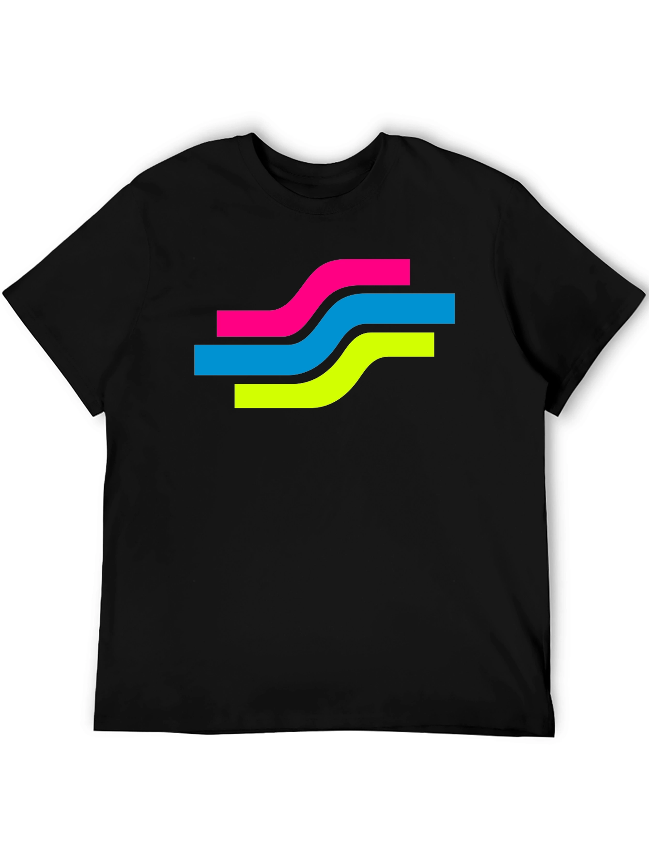 Black Retro Wave Graphic Tee - Black Cotton Blend T-Shirt view 5