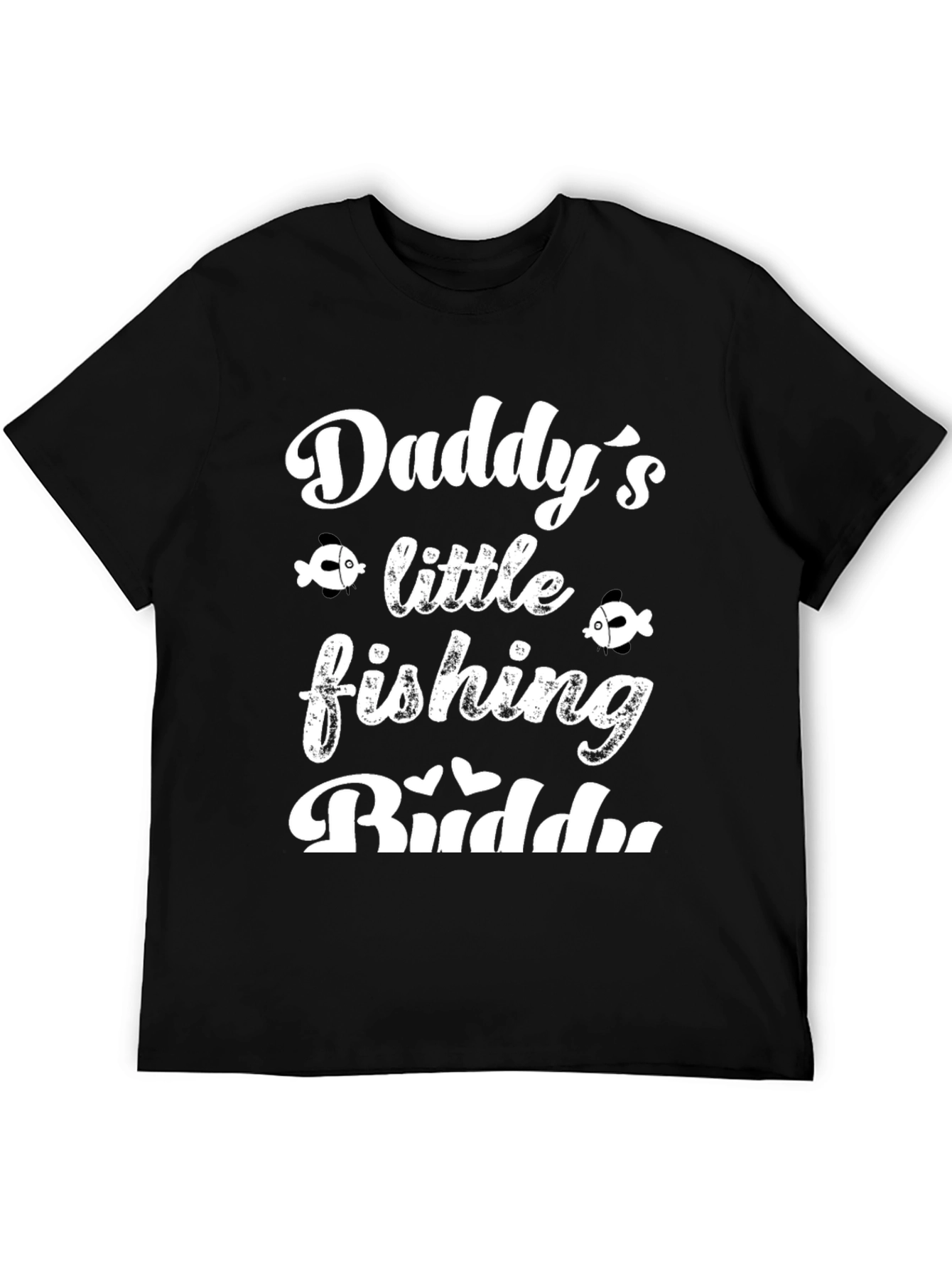 Black Daddy's Little Fishing Buddy Black Graphic Tee view 5
