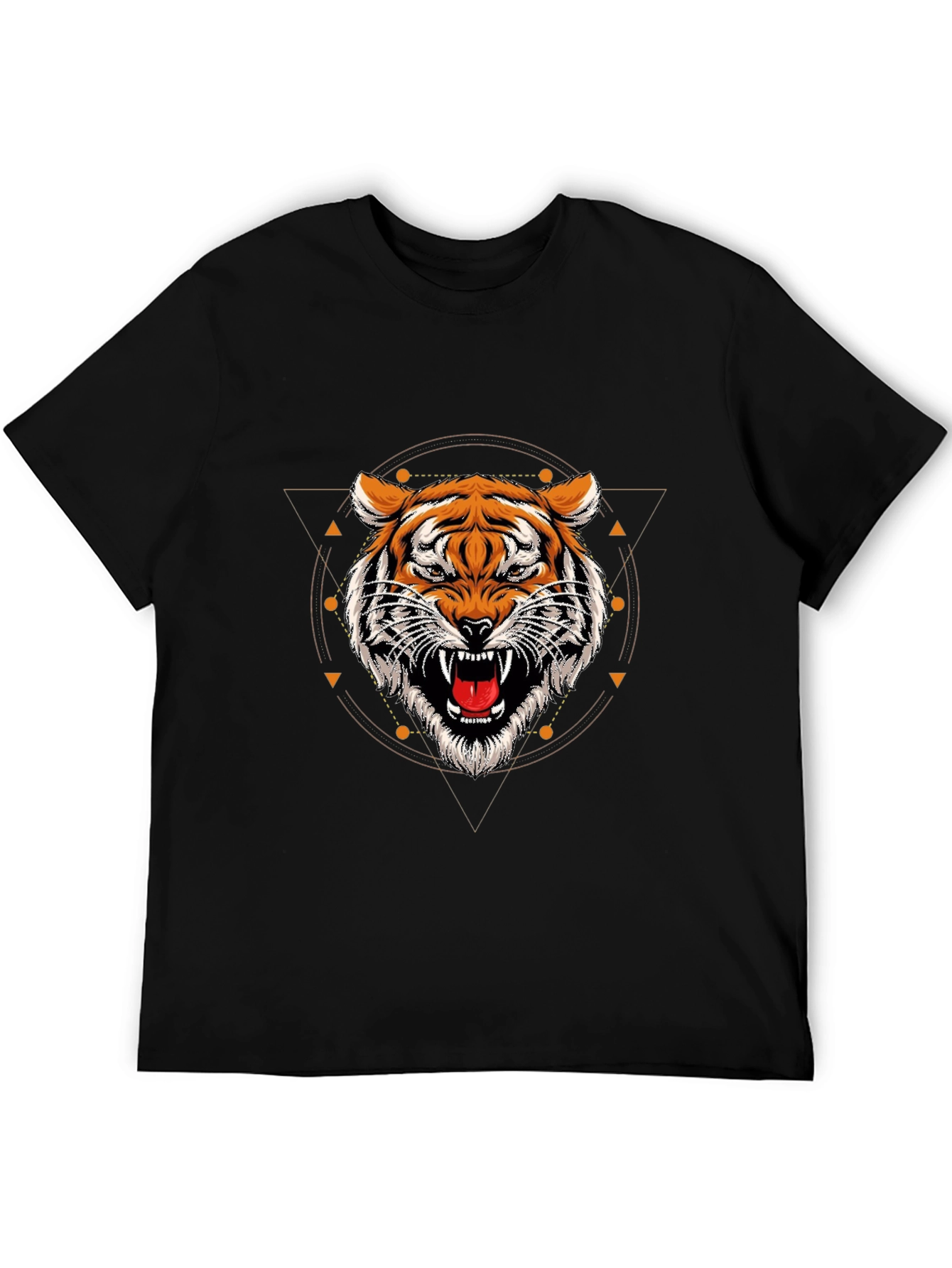 Black Geometric Tiger Graphic Tee - Stylish Black T-Shirt view 5