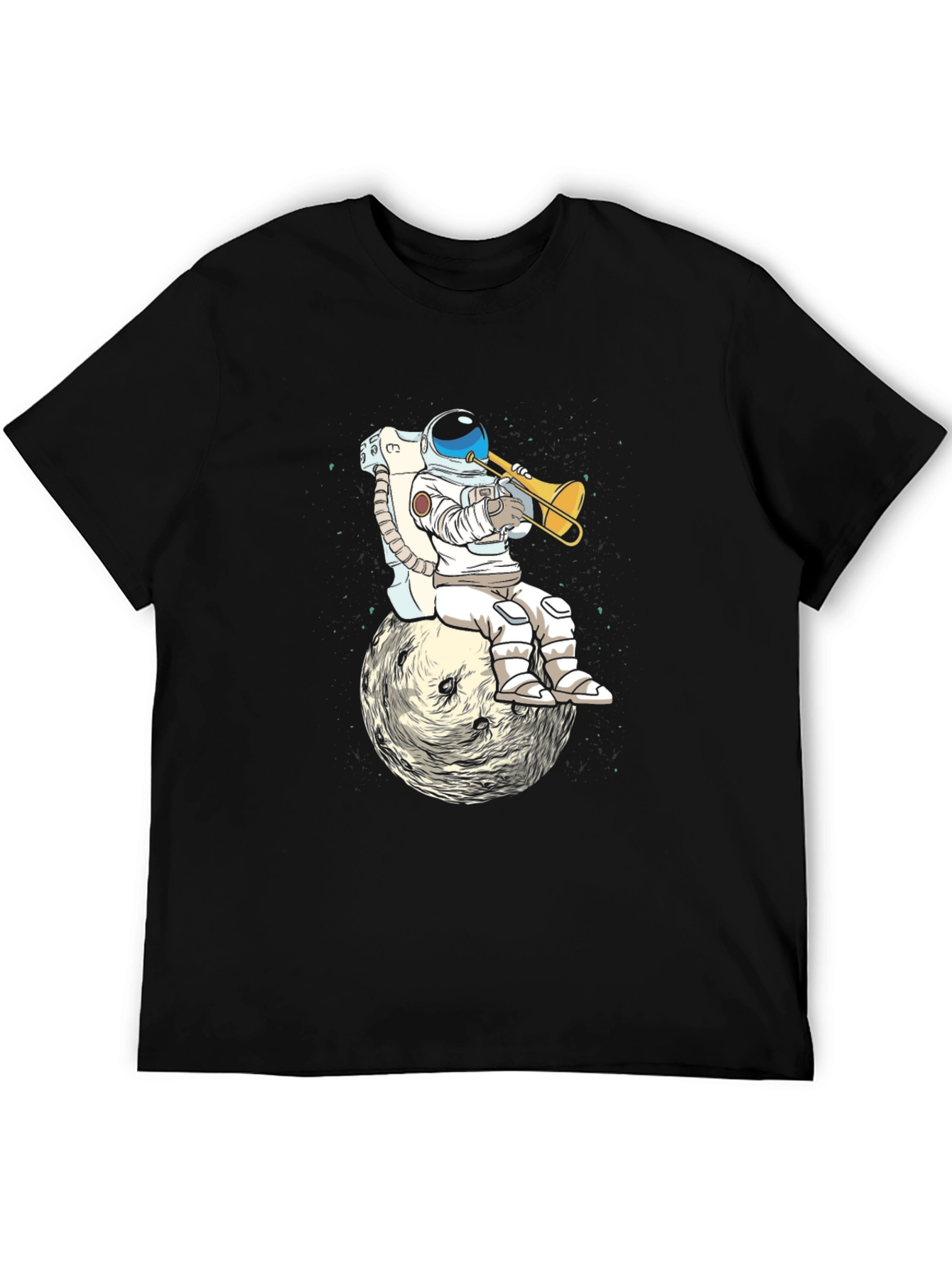 Black Astronaut Trumpet Player Unisex T-Shirt view 5