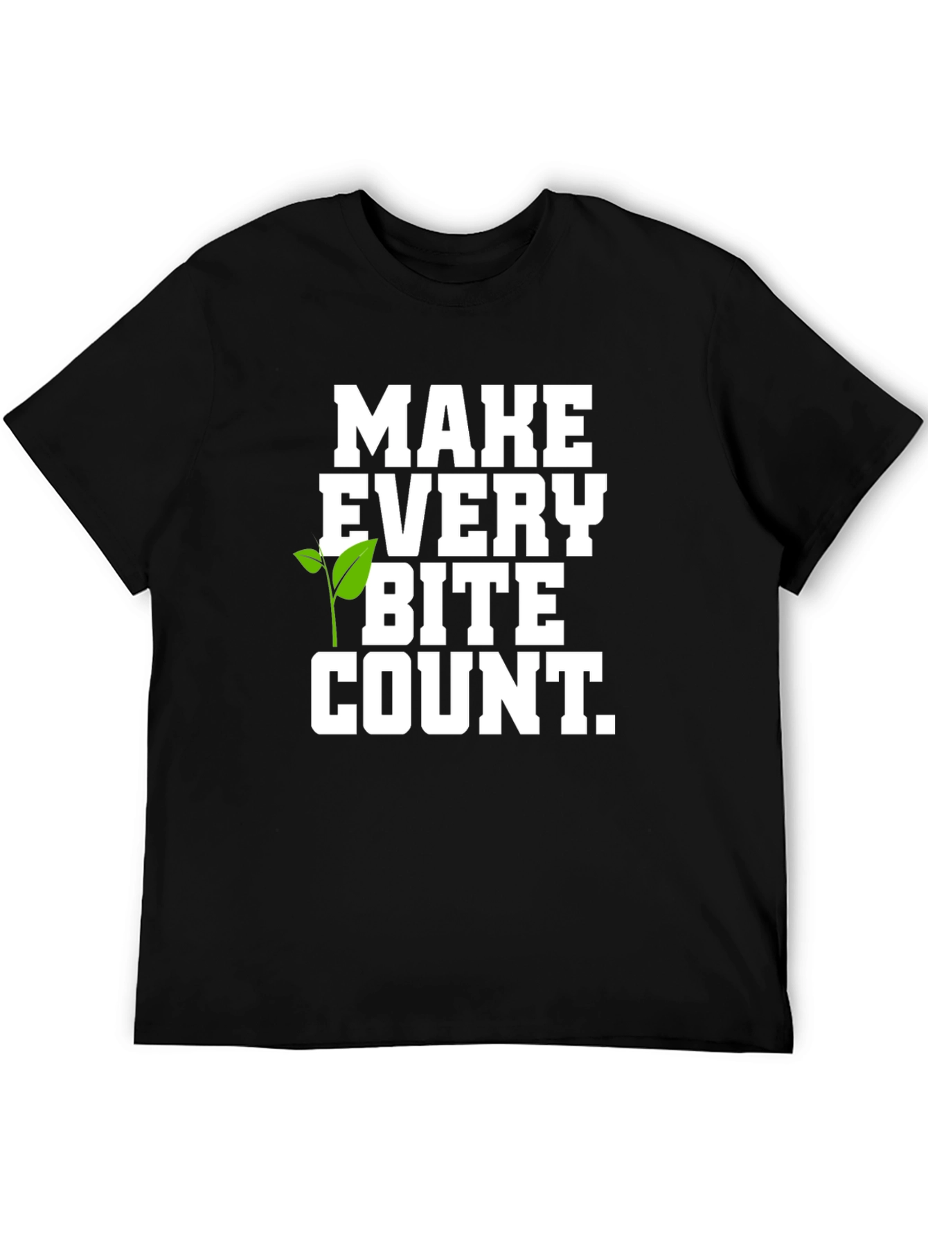 Black Vegan 'Make Every Bite Count' Black Graphic T-Shirt view 5