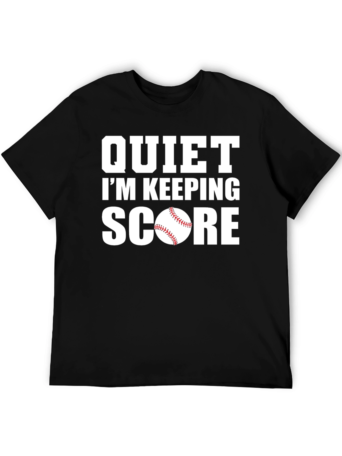Black Quiet I'm Keeping Score Baseball T-Shirt view 5