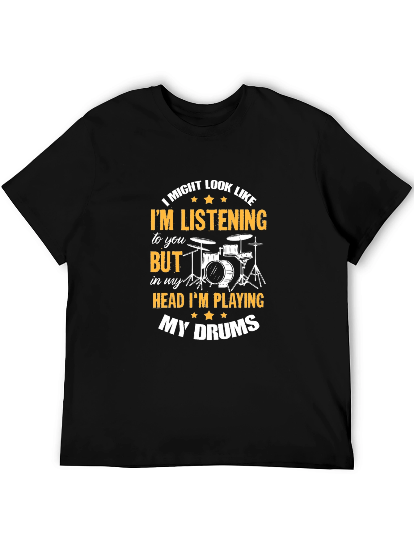 Black Drummer T-Shirt: I'm Playing My Drums In My Head Tee view 5