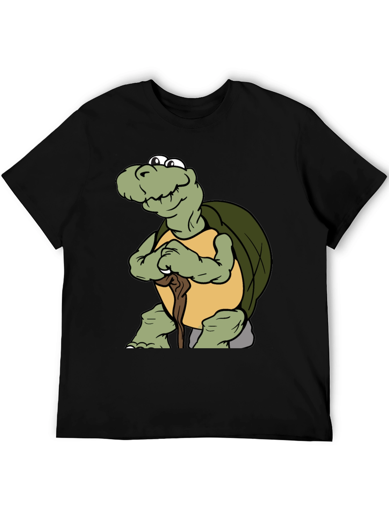 Black Funny Turtle Cartoon Black T-Shirt view 5