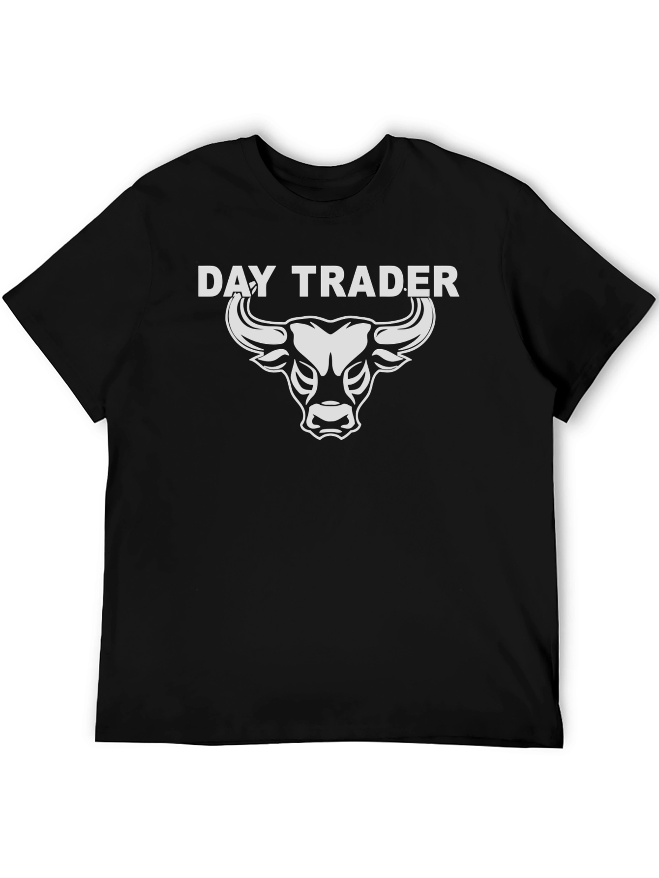 Black Day Trader Bull T-Shirt - Stock Market Investor Tee view 5