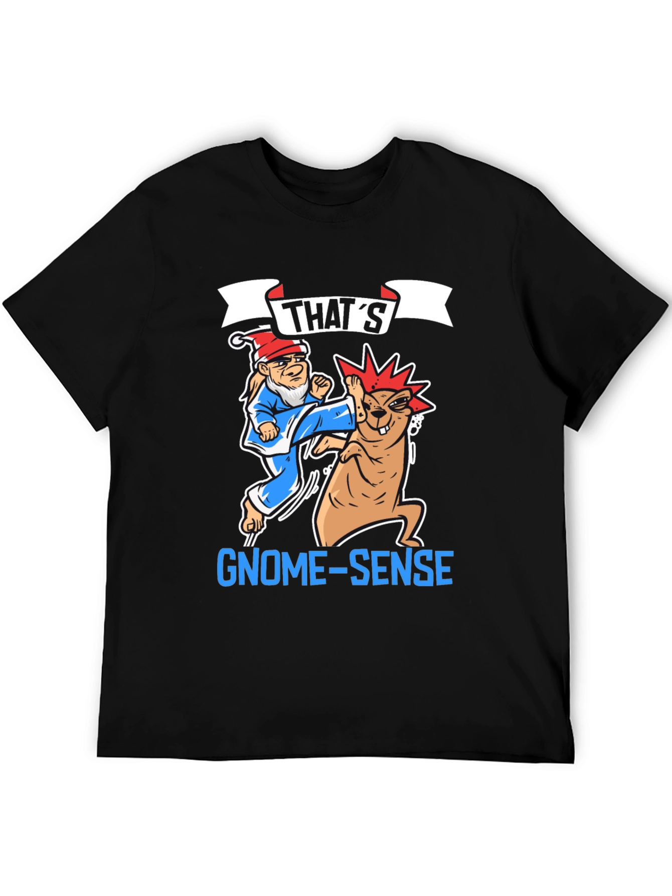 Black Funny Gnome-Sense T-Shirt view 5