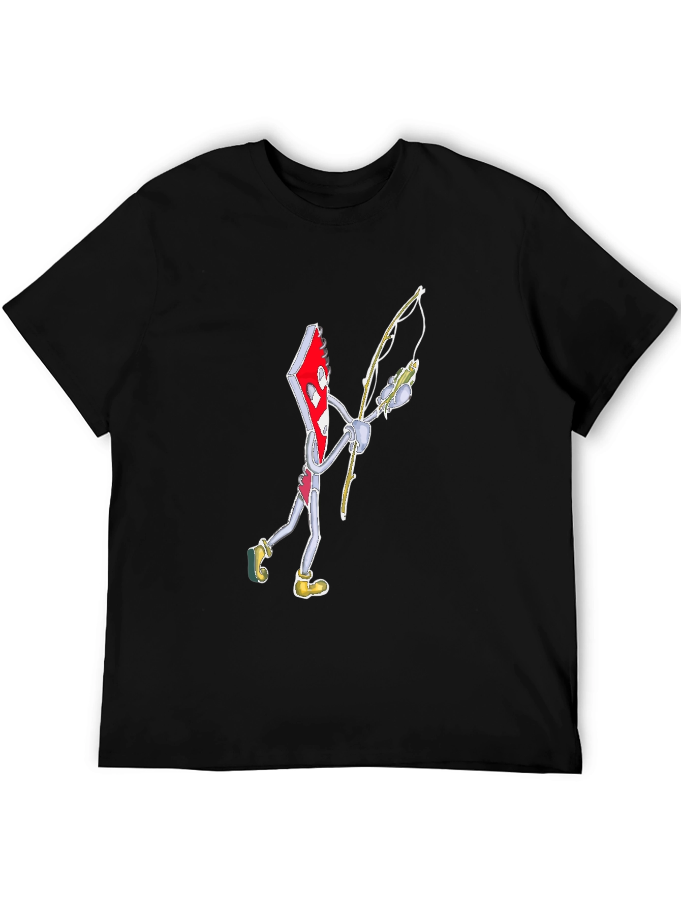 Black Ace of Diamonds Fishing Graphic Tee - Unique Cartoon Style view 5