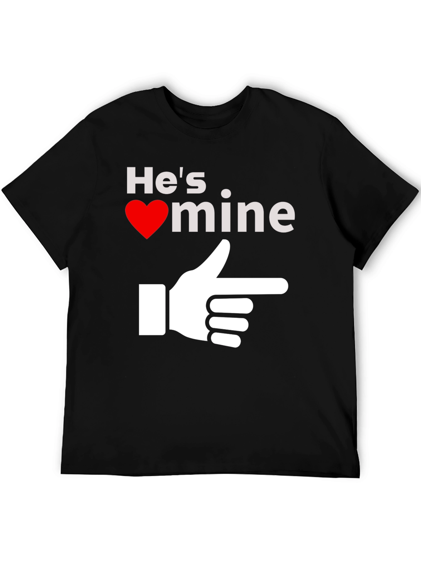 Black He's Mine T-Shirt - Novelty Graphic Tee view 5
