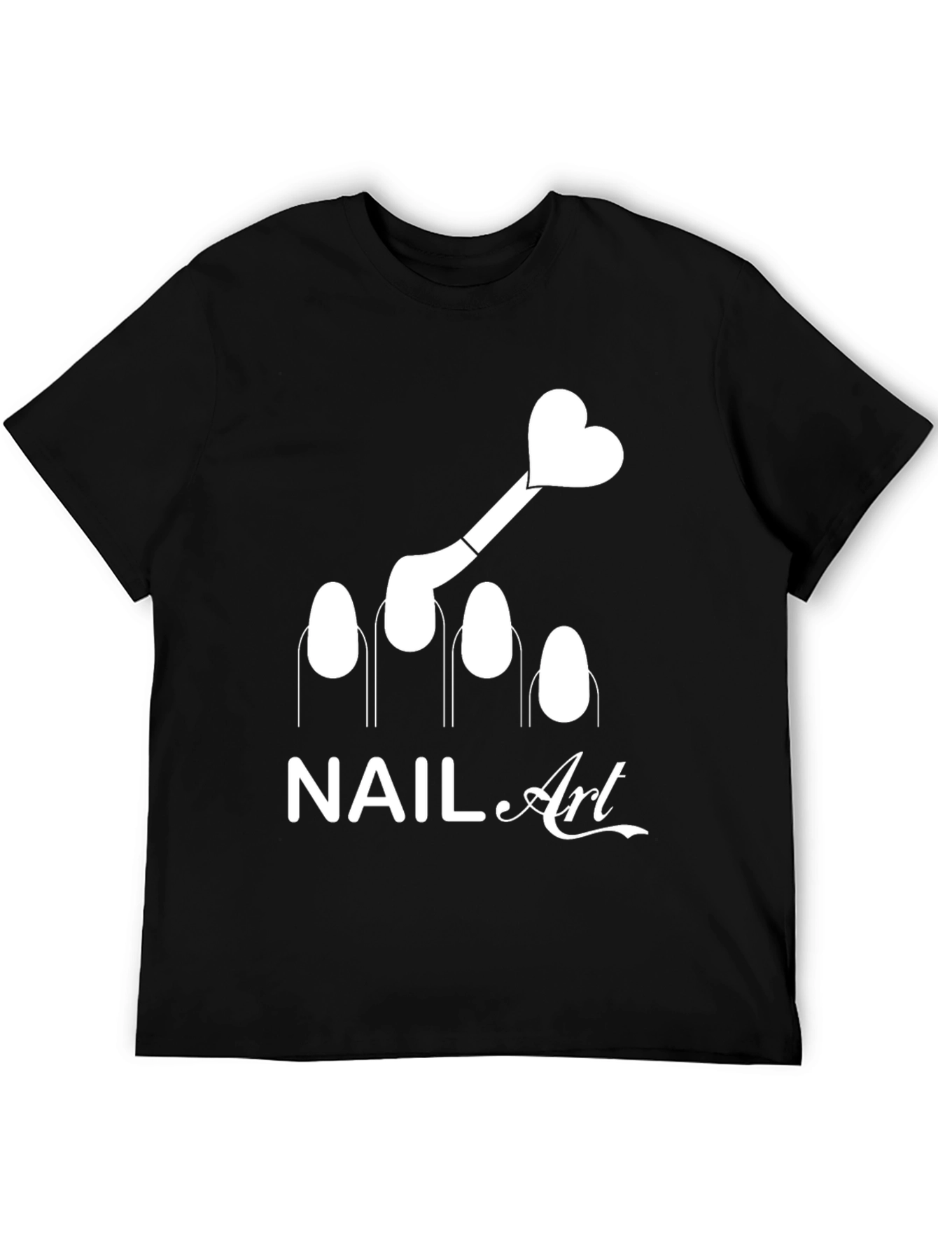 Black Nail Art T-Shirt - Heart Design Fashion Tee view 5