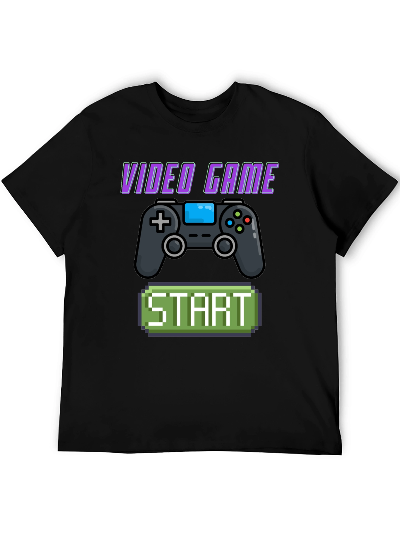 Black Video Game Start T-Shirt - Retro Gaming Style view 5