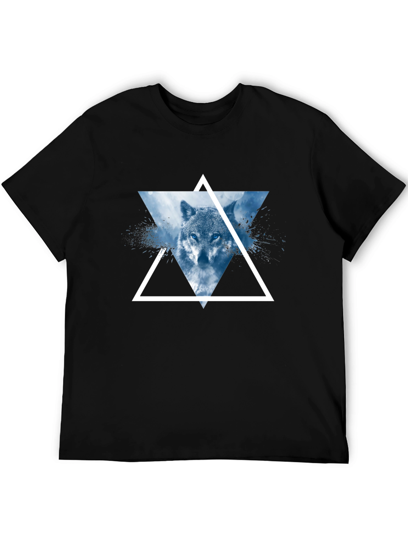 Black Wolf Triangle Graphic T-Shirt - Modern Design view 5