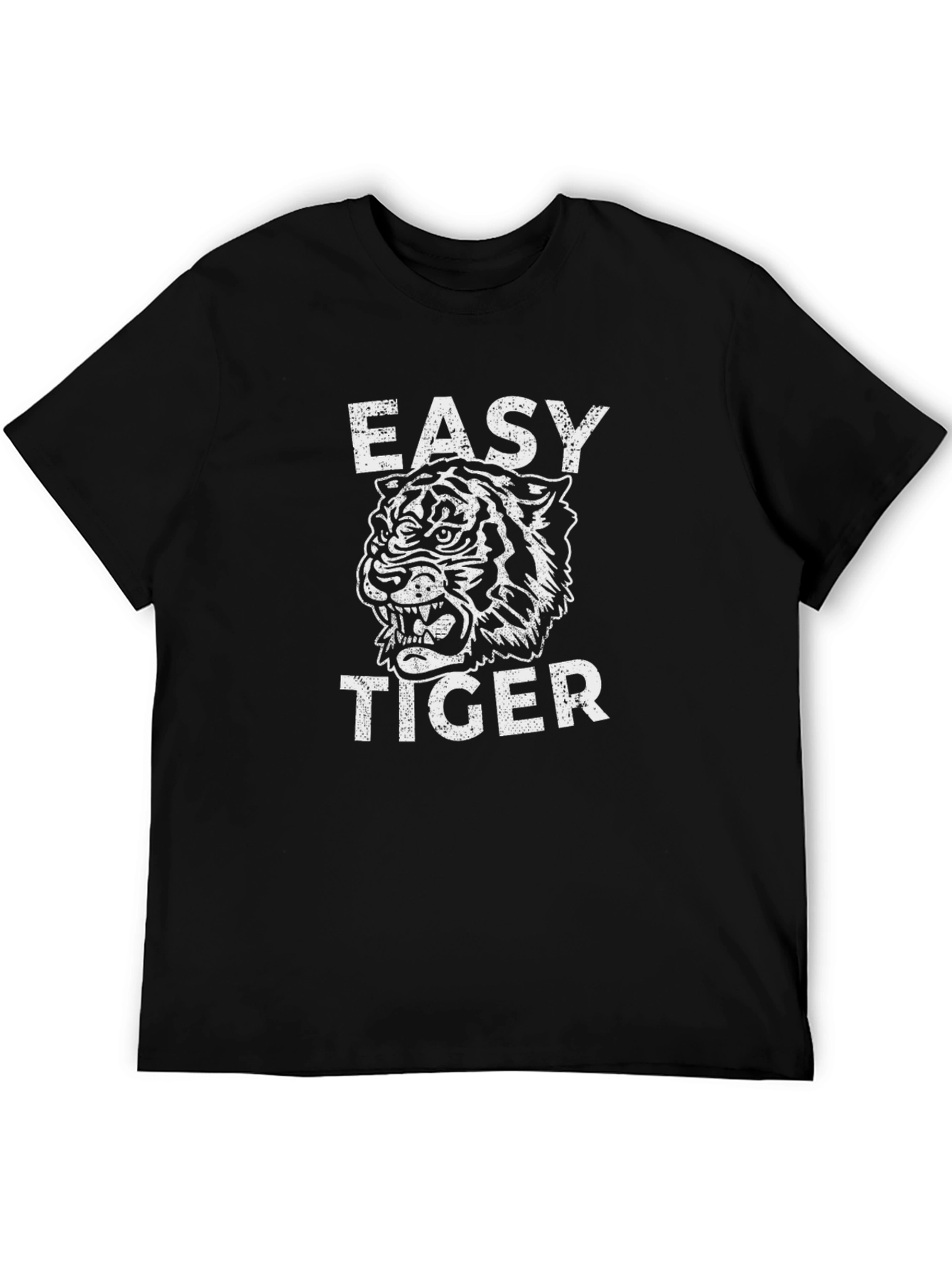 Black Easy Tiger Graphic Tee - Black Cotton Casual view 5