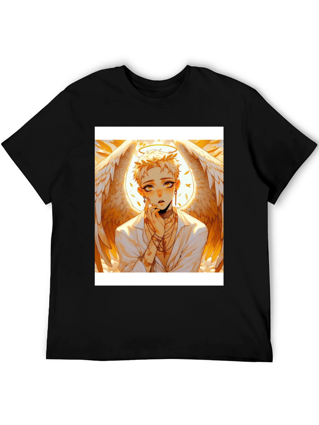 Black Anime Angel T-Shirt - Unique Graphic Tee for Style view 5