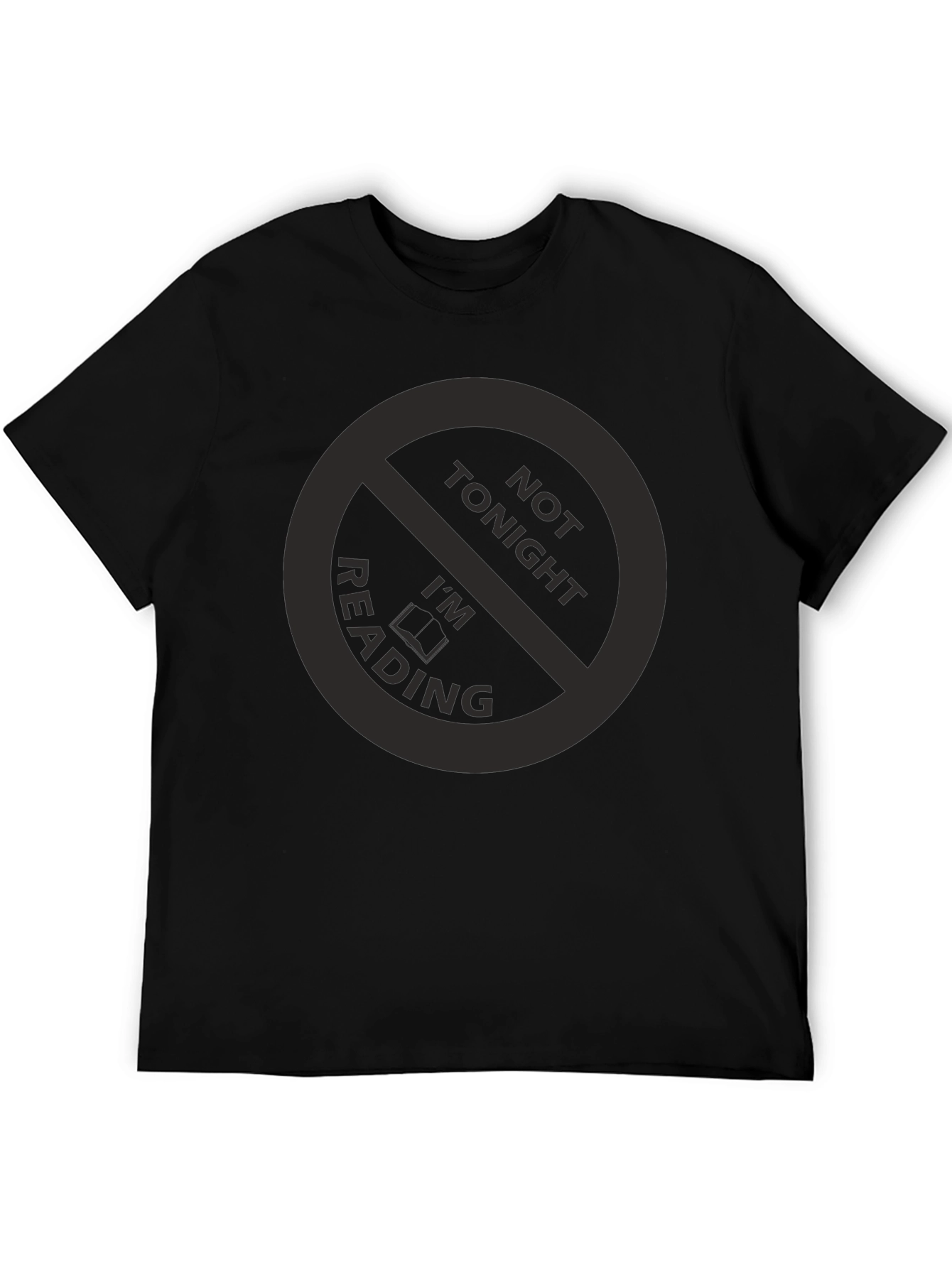 Black Funny "Not Tonight I'm Reading" Black T-Shirt view 5
