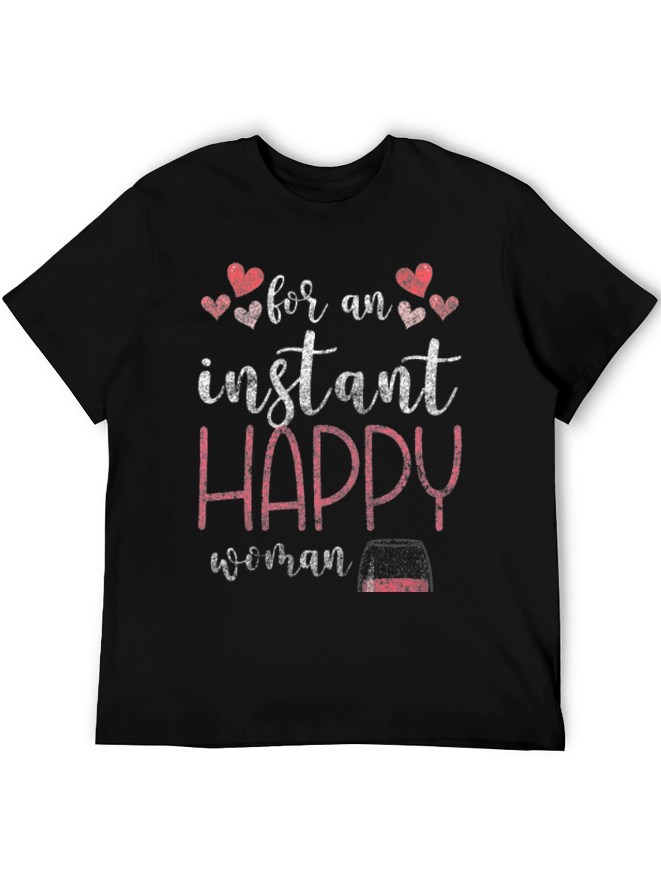 Black Instant Happy Woman T-Shirt - Novelty Graphic Tee view 5