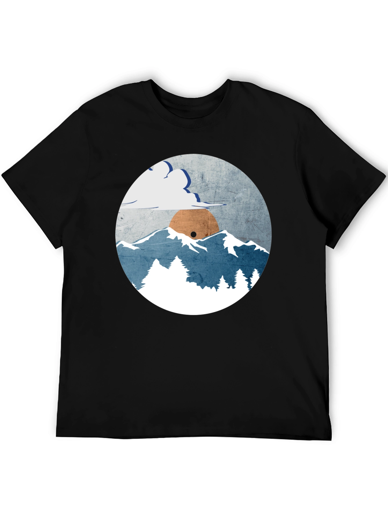 Black Mountain Sunset Graphic Tee - Soft Cotton Black T-Shirt view 5