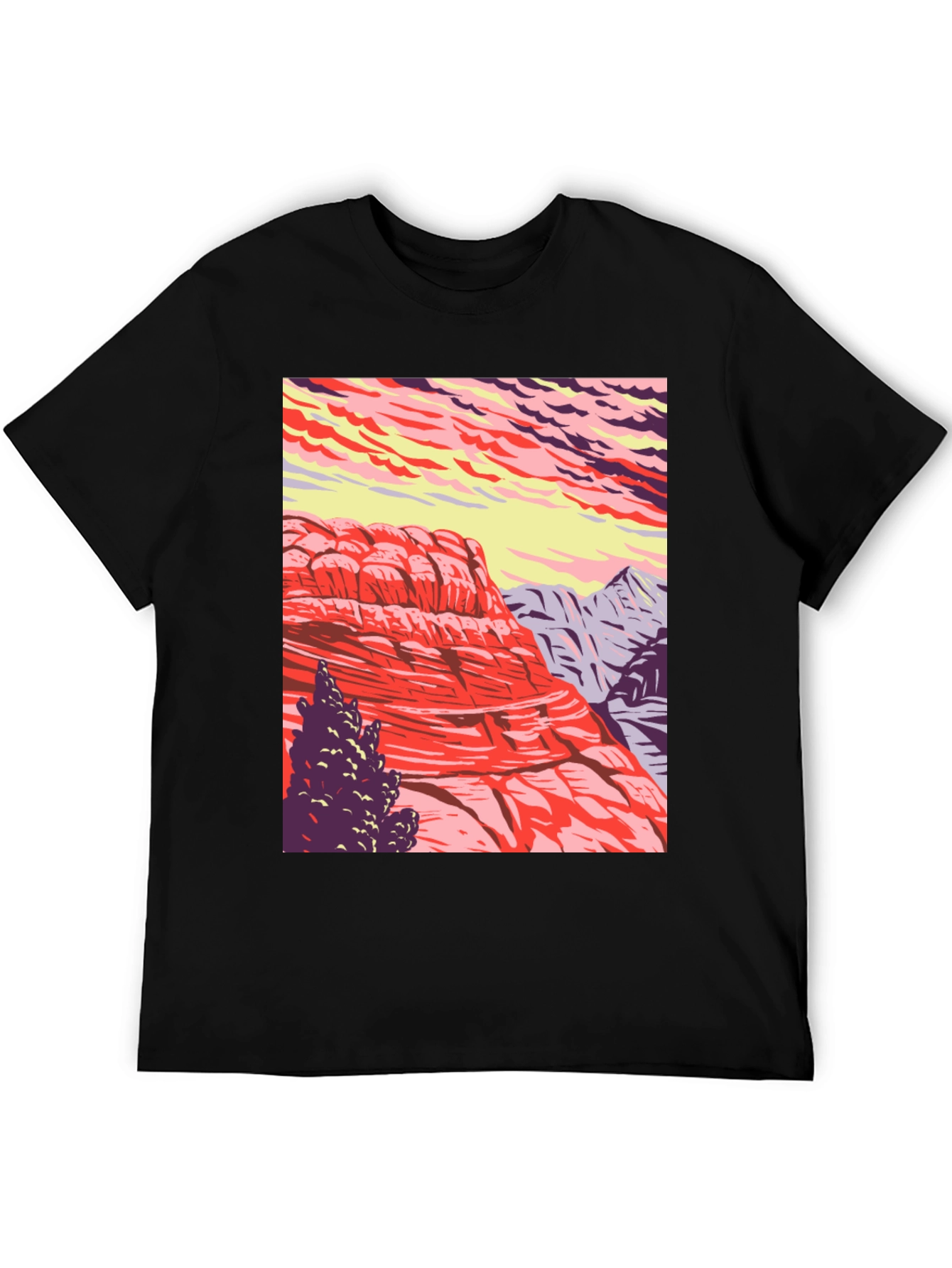 Black Mountain Landscape Graphic Tee - Nature Inspired Black T-Shirt view 5