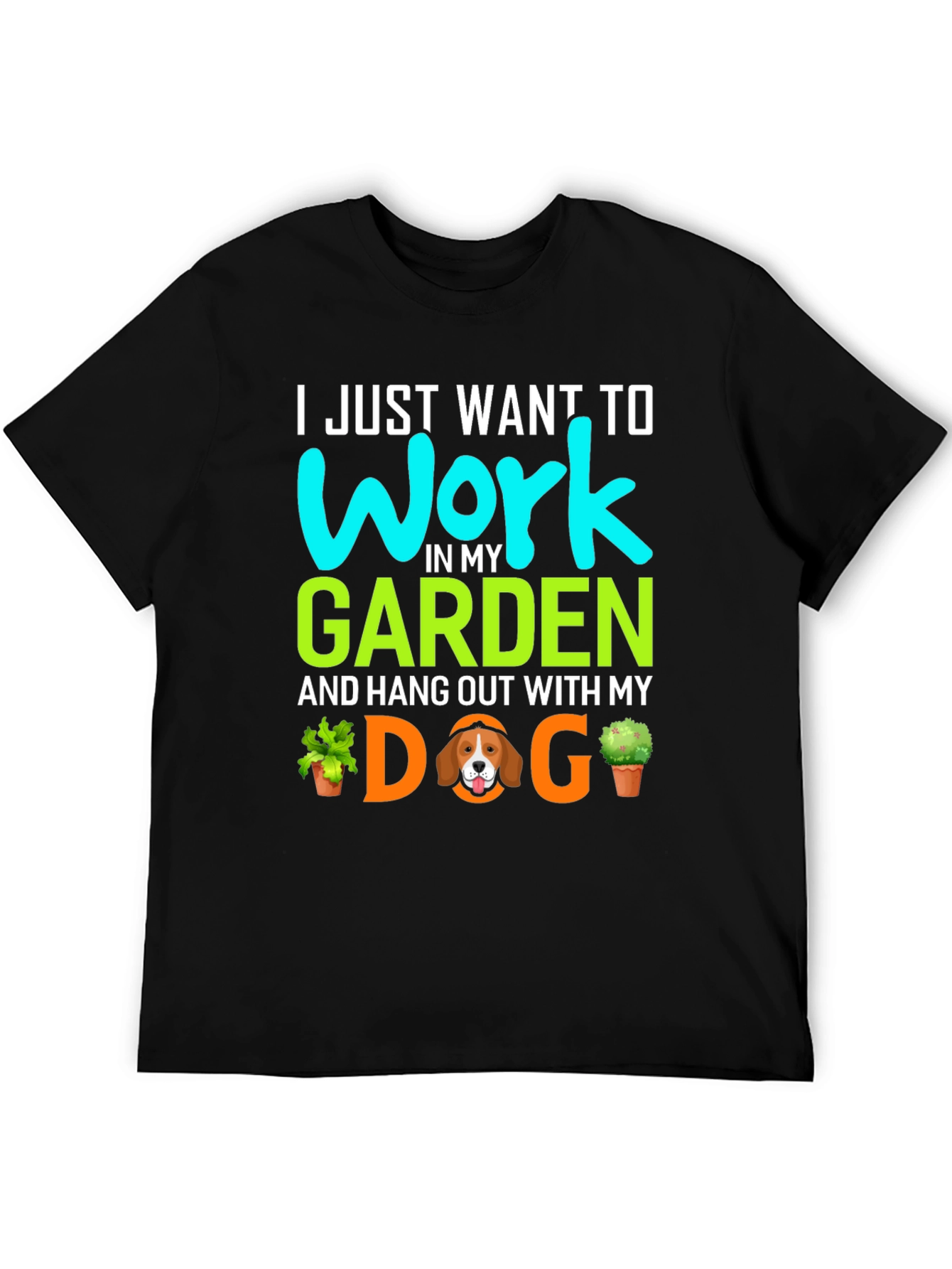 Black Gardening Dog T-Shirt - Work In My Garden view 5