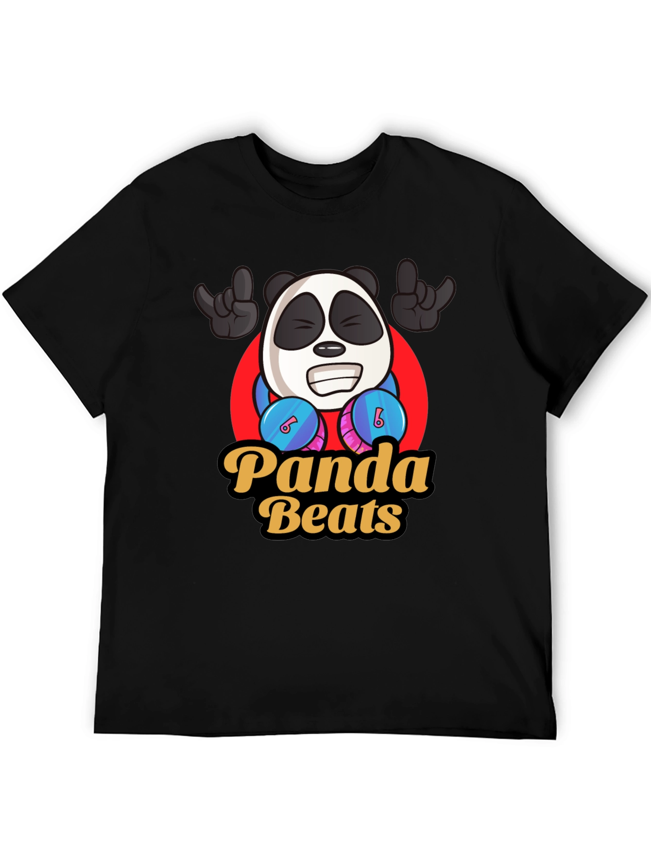 Black Panda Beats T-Shirt - Cool Graphic Tee view 5