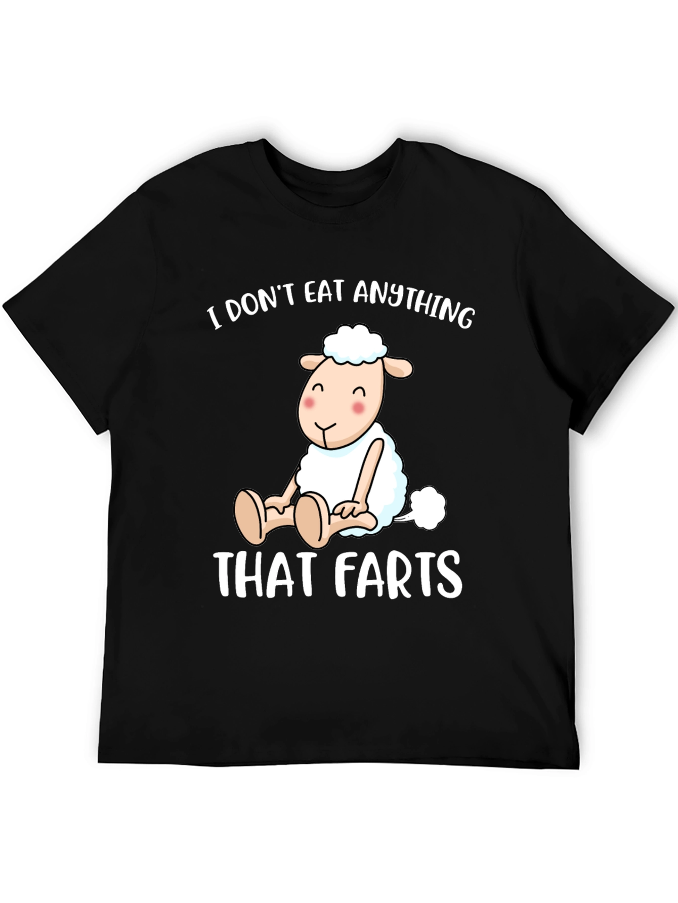 Black Vegan Sheep T-Shirt - I Don't Eat Anything That Farts view 5