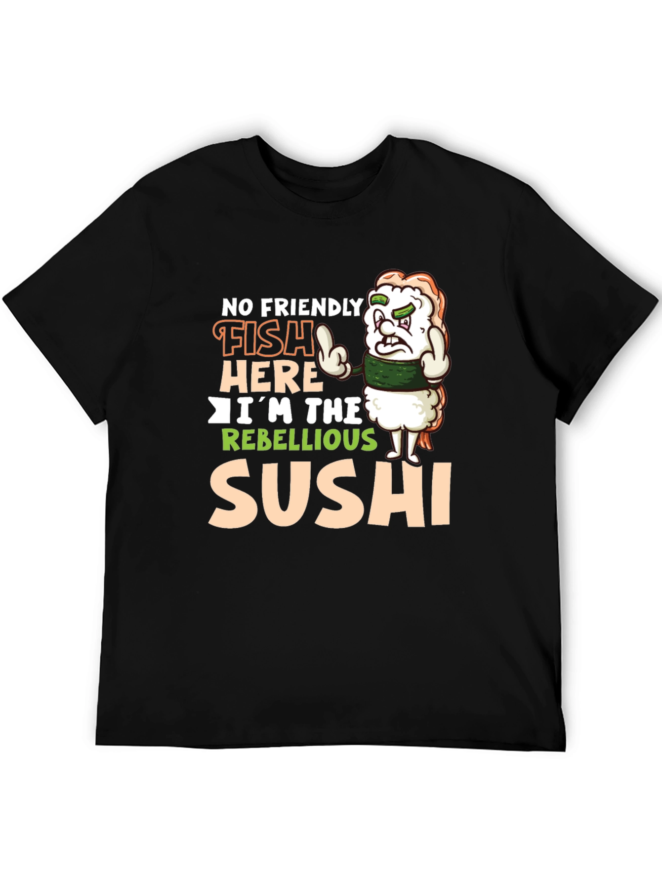 Black Rebellious Sushi Graphic Tee view 5