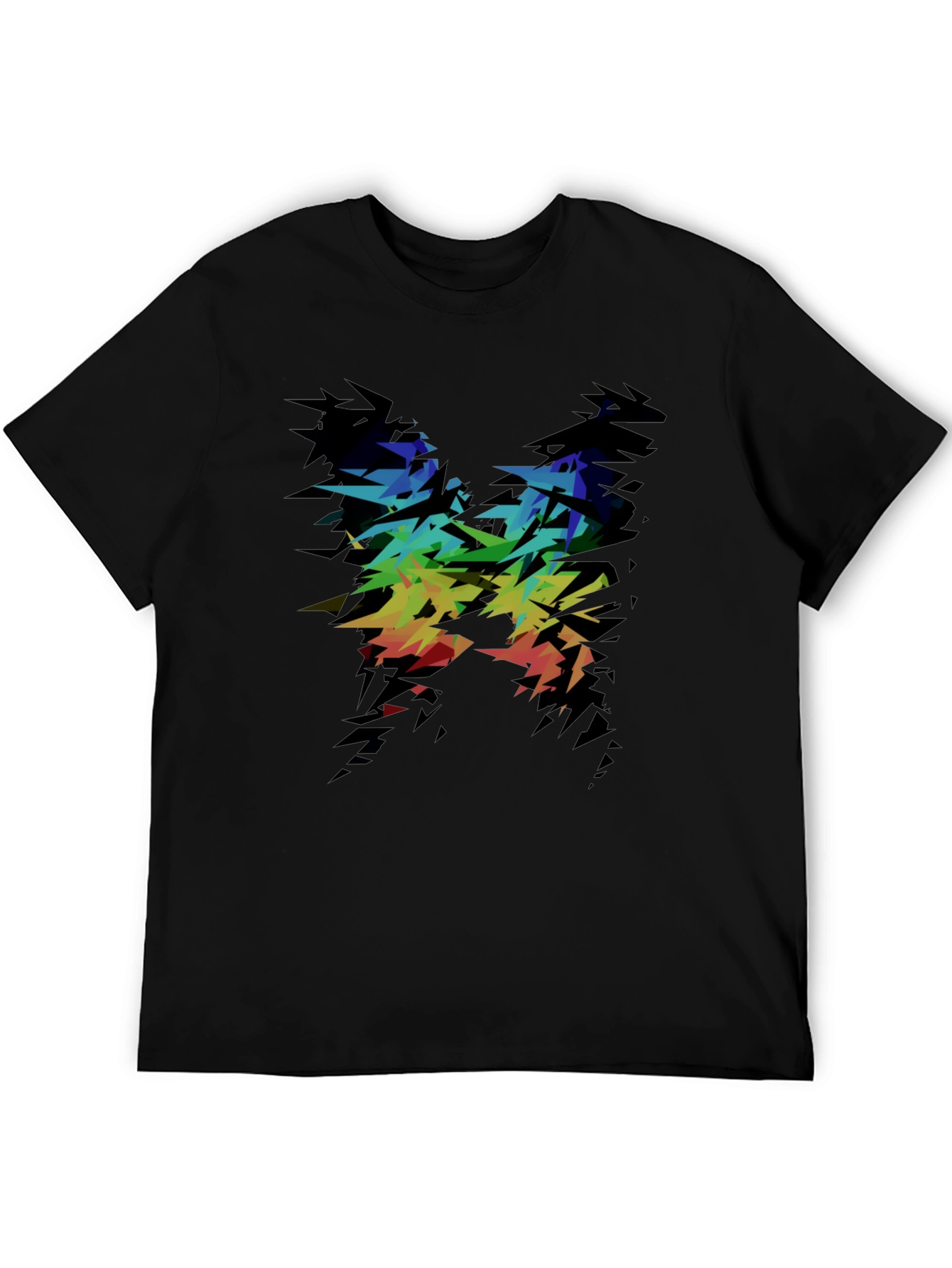 Black Abstract Rainbow Graphic Tee - Black view 5