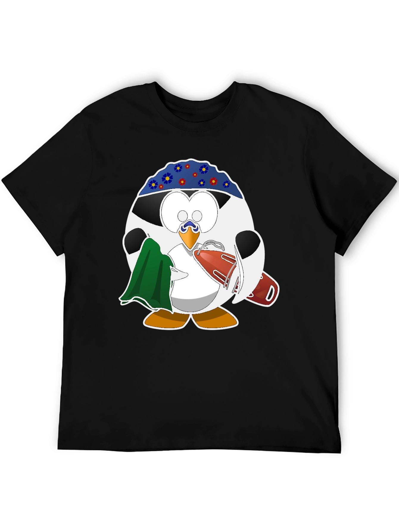 Black Lifeguard Penguin Graphic T-Shirt - Black view 5