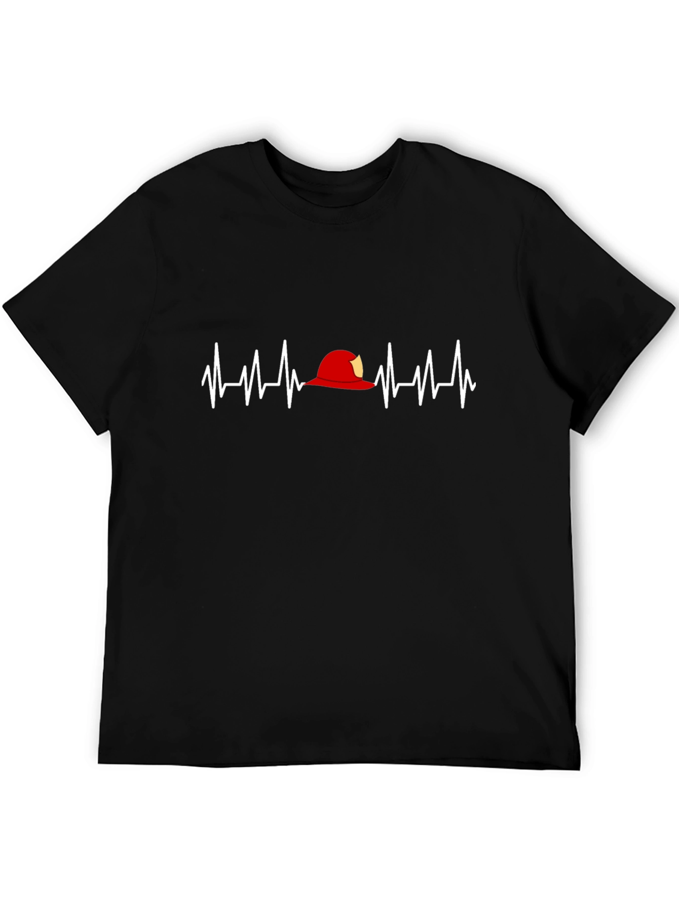 Black Firefighter Heartbeat T-Shirt - Black view 5
