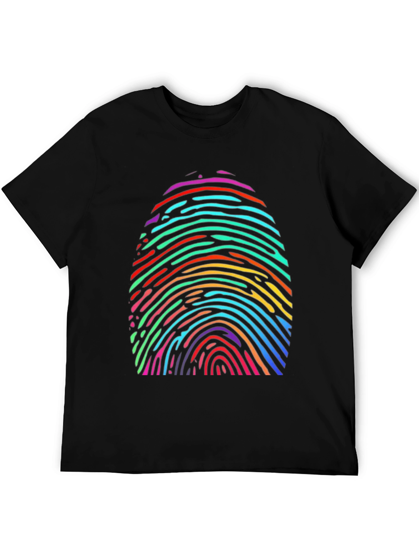 Black Rainbow Fingerprint Graphic Tee - Unique & Colorful view 5