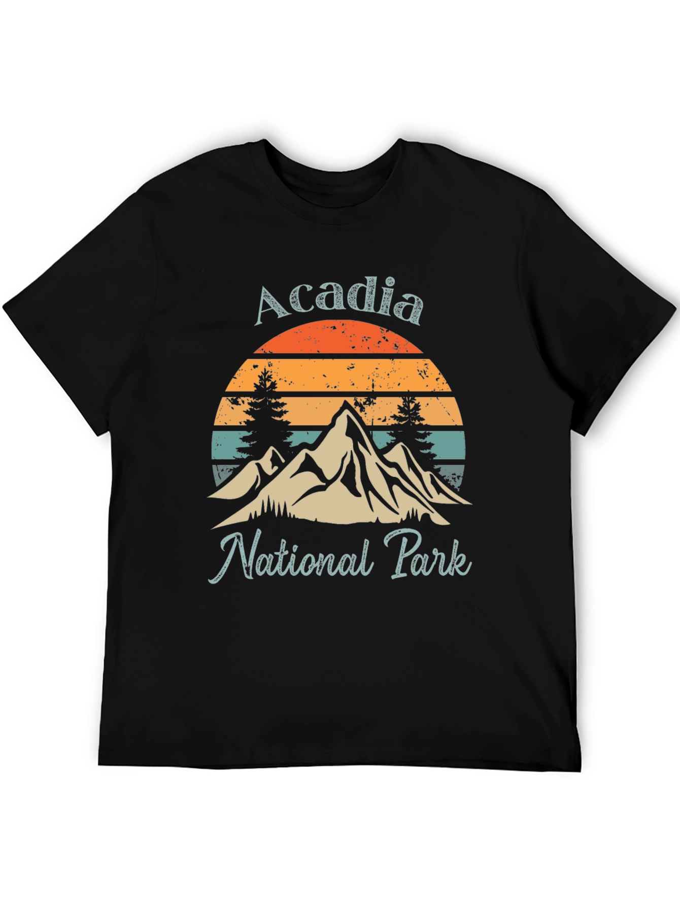 Black Acadia National Park Graphic Tee - Retro Mountain Design view 5