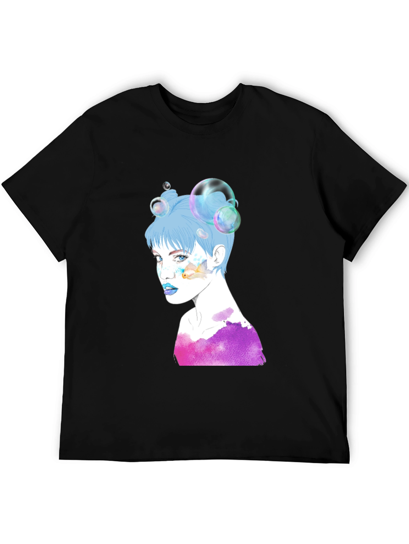 Black Unique Graphic Print Crew Neck T-Shirt view 5