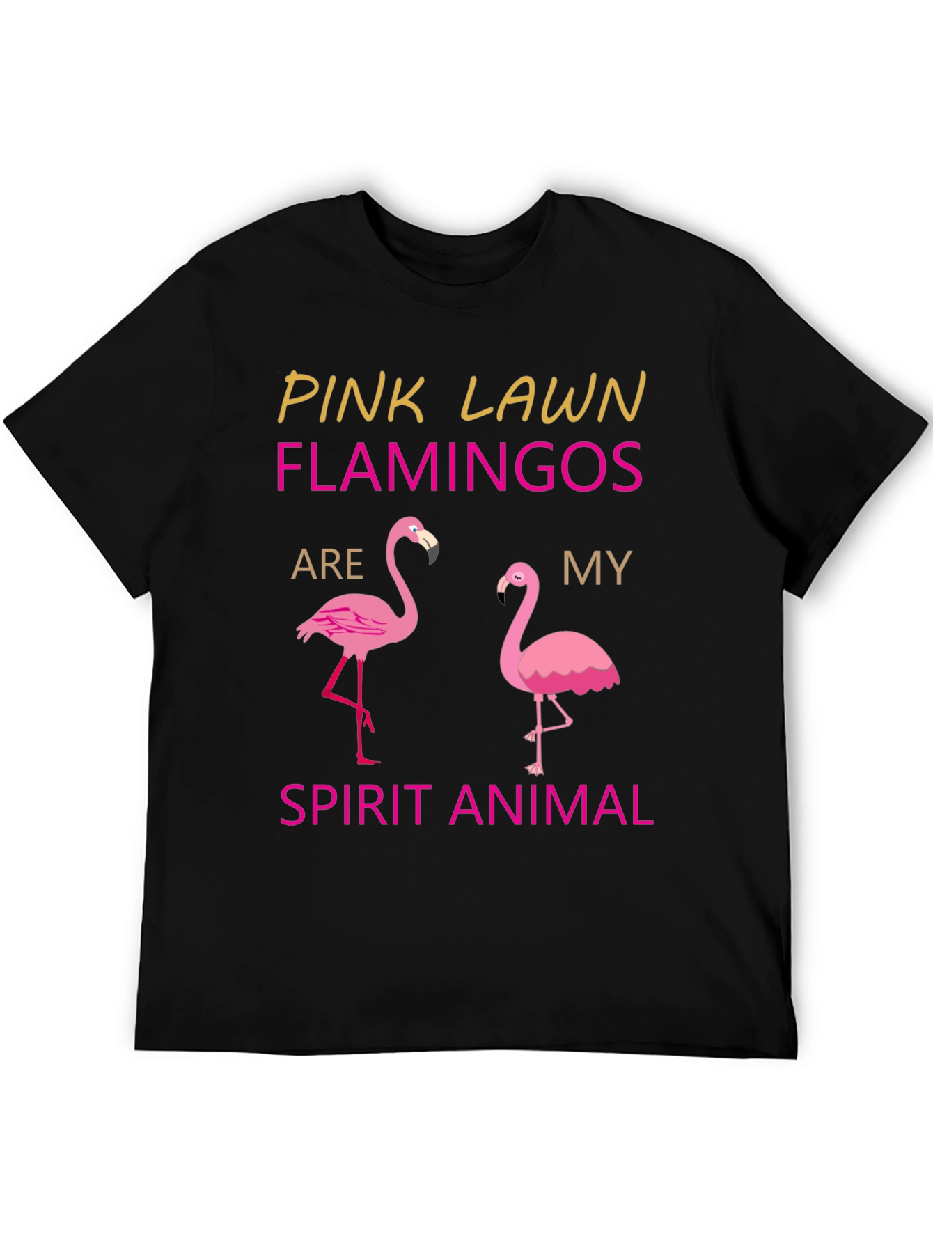 Black Pink Lawn Flamingos Spirit Animal T-Shirt view 5