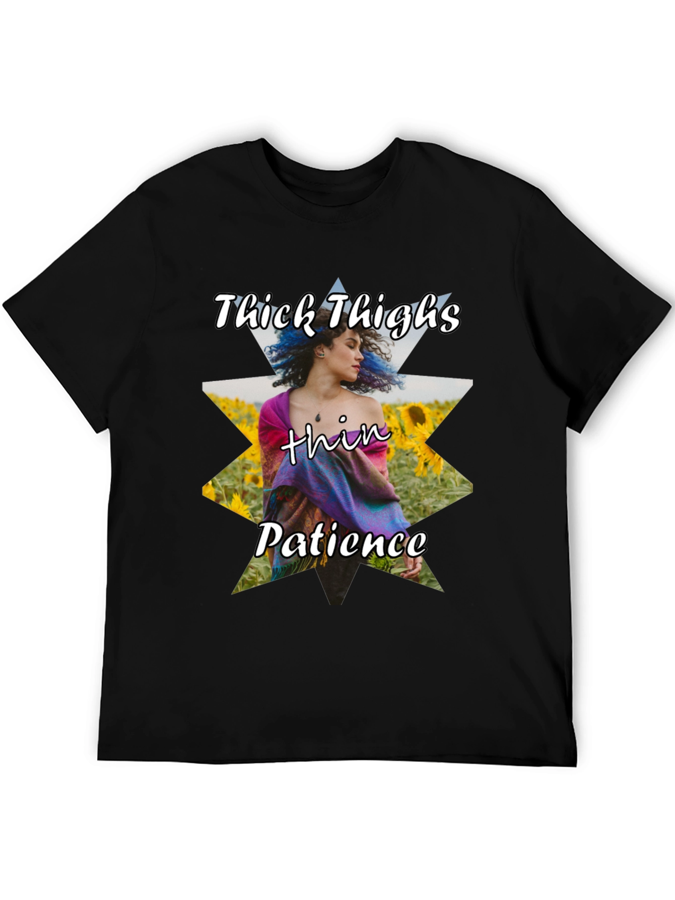 Black Thick Thighs Thin Patience Graphic T-Shirt view 5