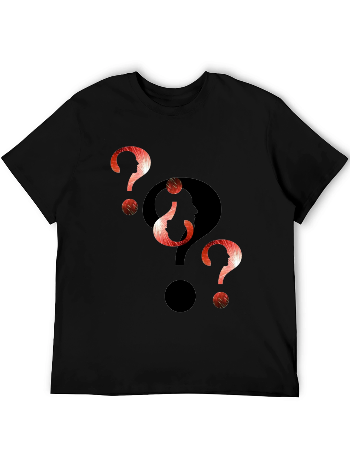 Black Intriguing Question Marks Graphic T-Shirt view 5