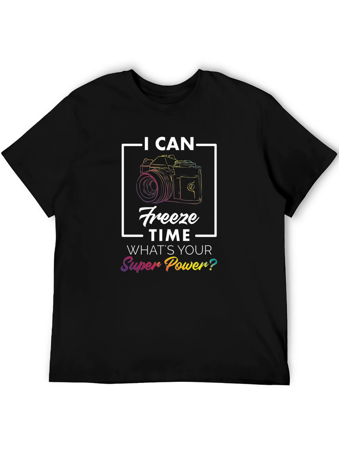 Black I Can Freeze Time Camera Graphic T-Shirt view 5