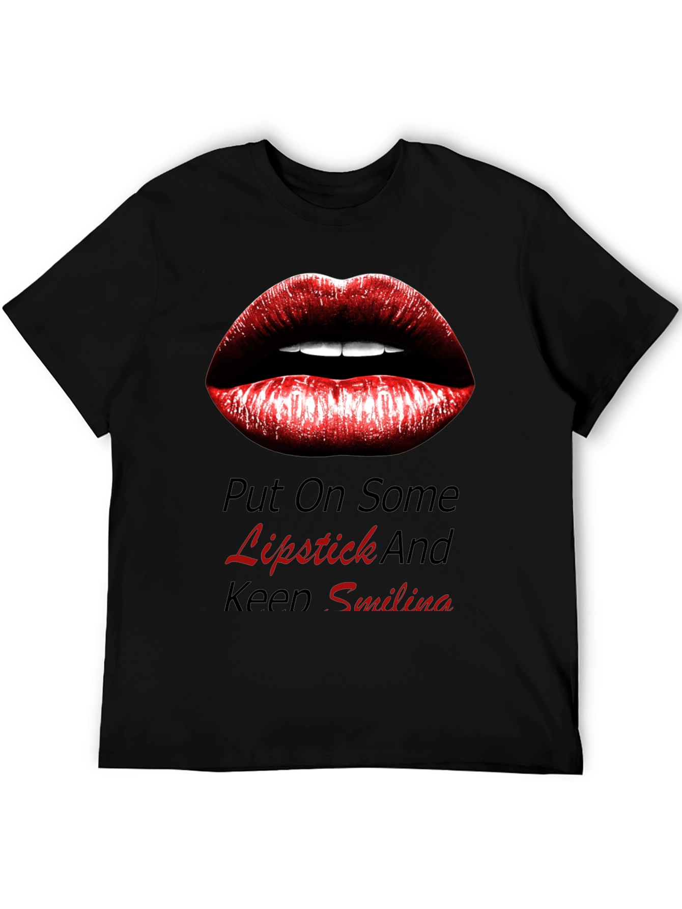 Black Lipstick Kiss Graphic Tee - Trendy Black Shirt view 5