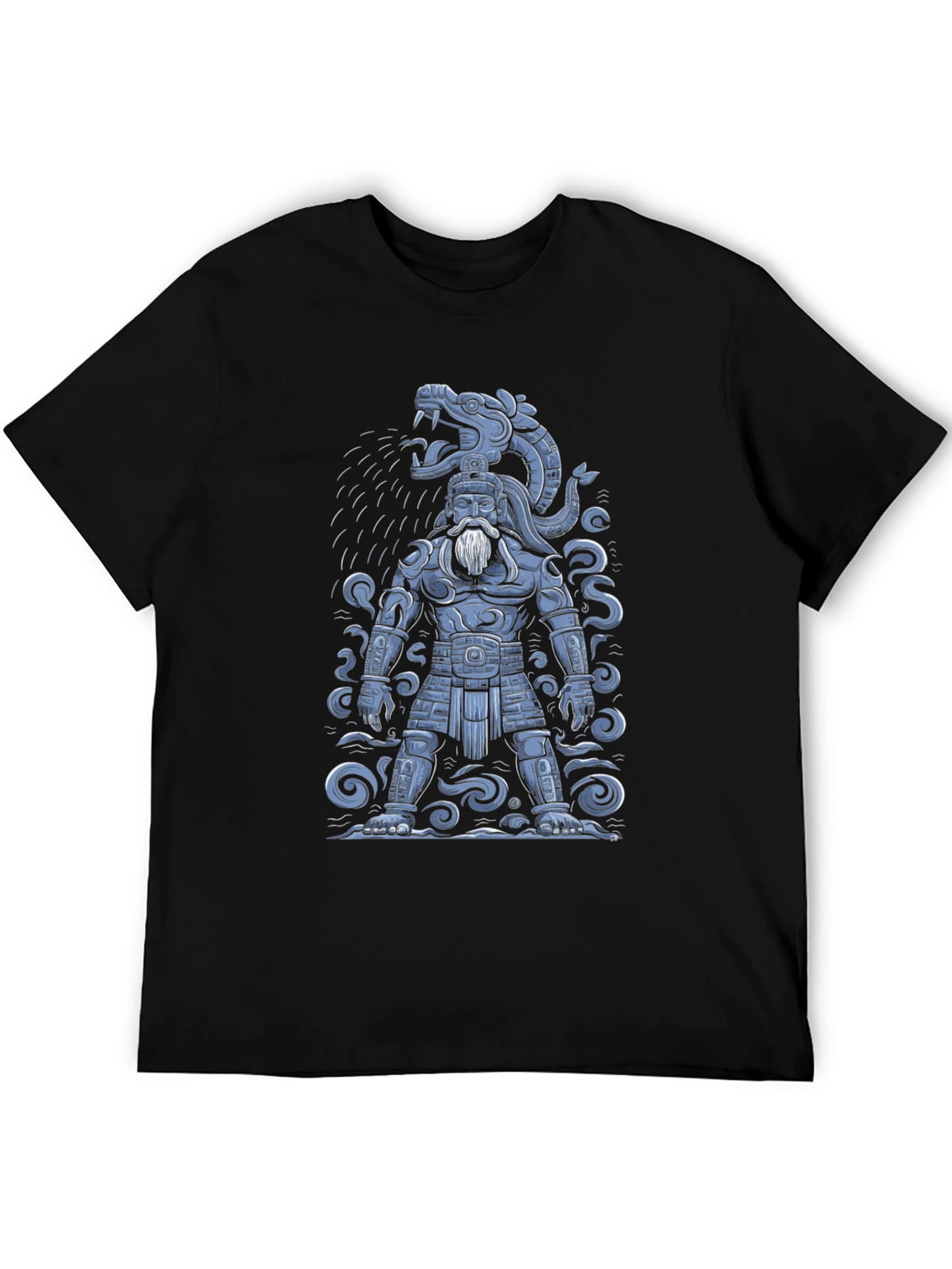 Black Aztec Warrior Graphic T-Shirt - Black view 5