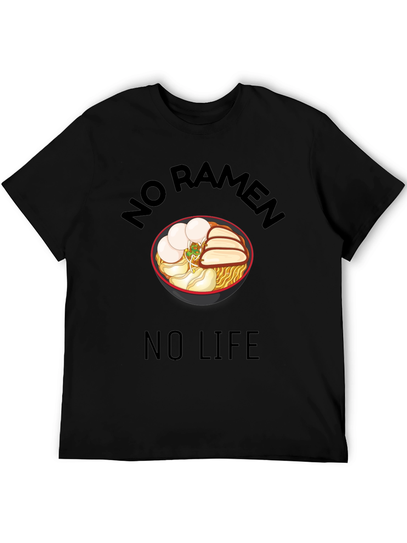 Black No Ramen No Life Black T-Shirt - Foodie Tee view 5