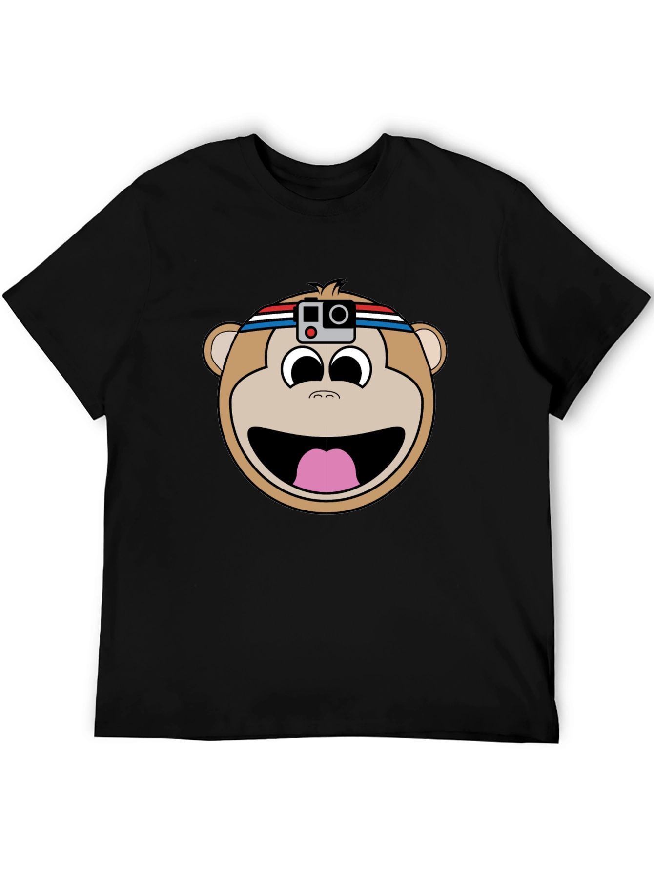 Black Funny Monkey with Camera T-Shirt view 5