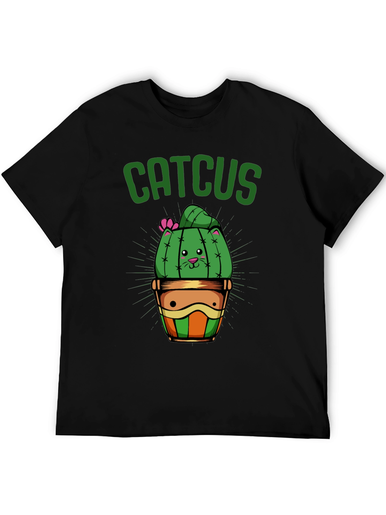 Black Catcus T-Shirt - Funny Cat Cactus Graphic Tee view 5