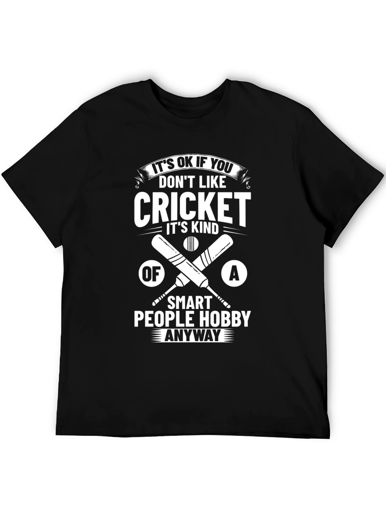 Black Funny Cricket Lover T-Shirt - Smart People Hobby Tee view 5