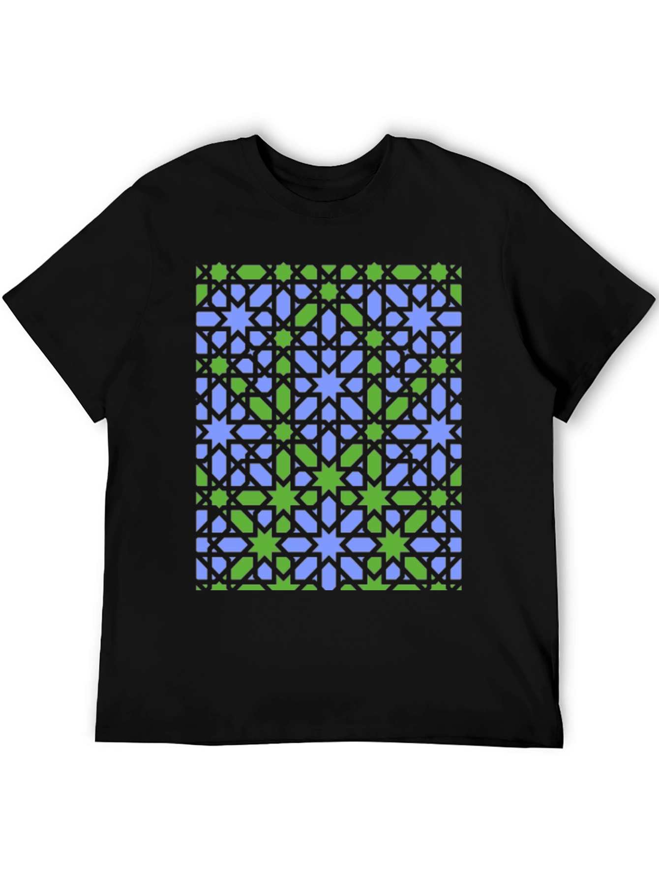 Black Geometric Star Pattern T-Shirt view 5