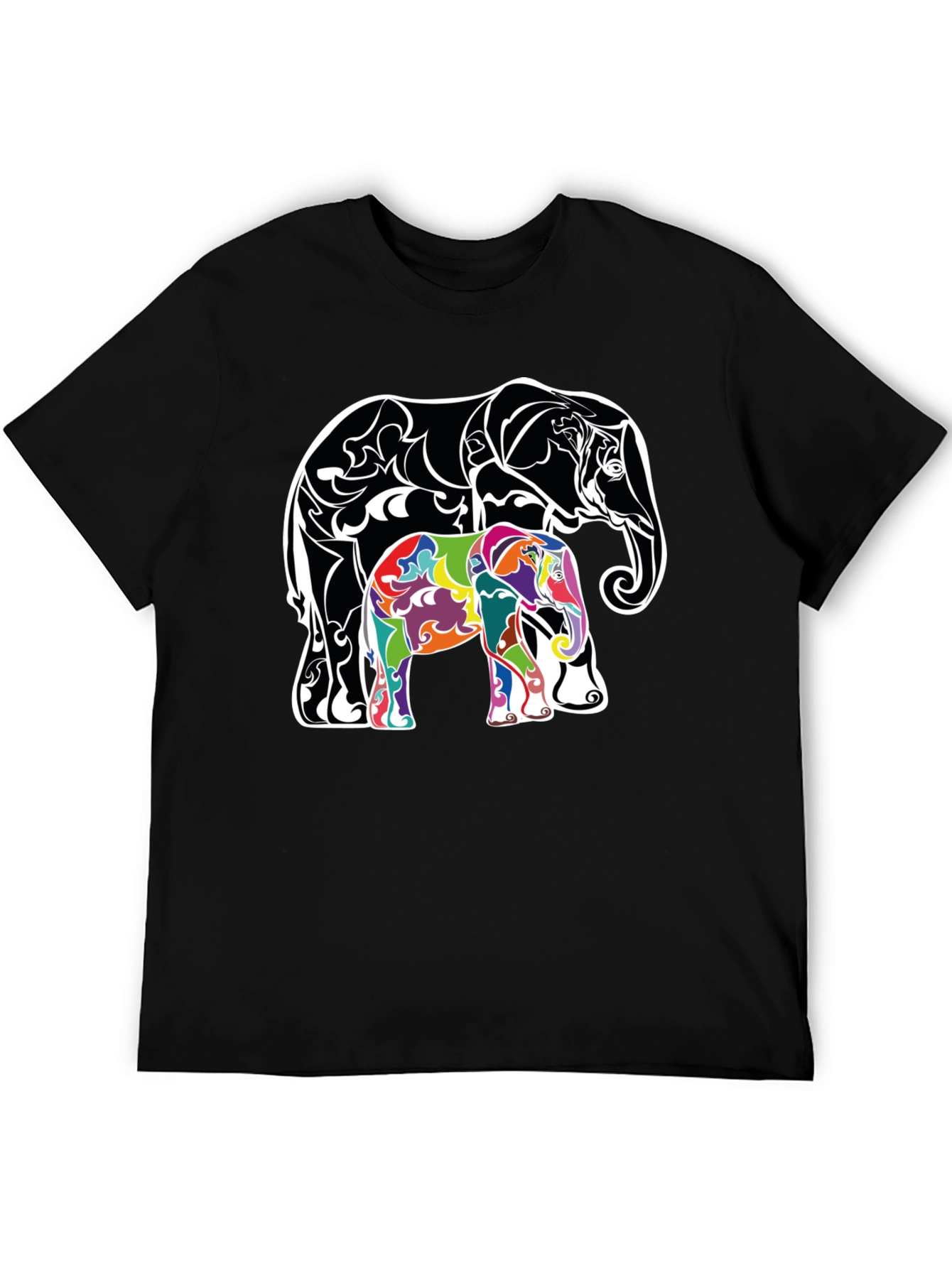 Black Elephant Graphic Print Tee - Stylish Animal Design T-Shirt view 5