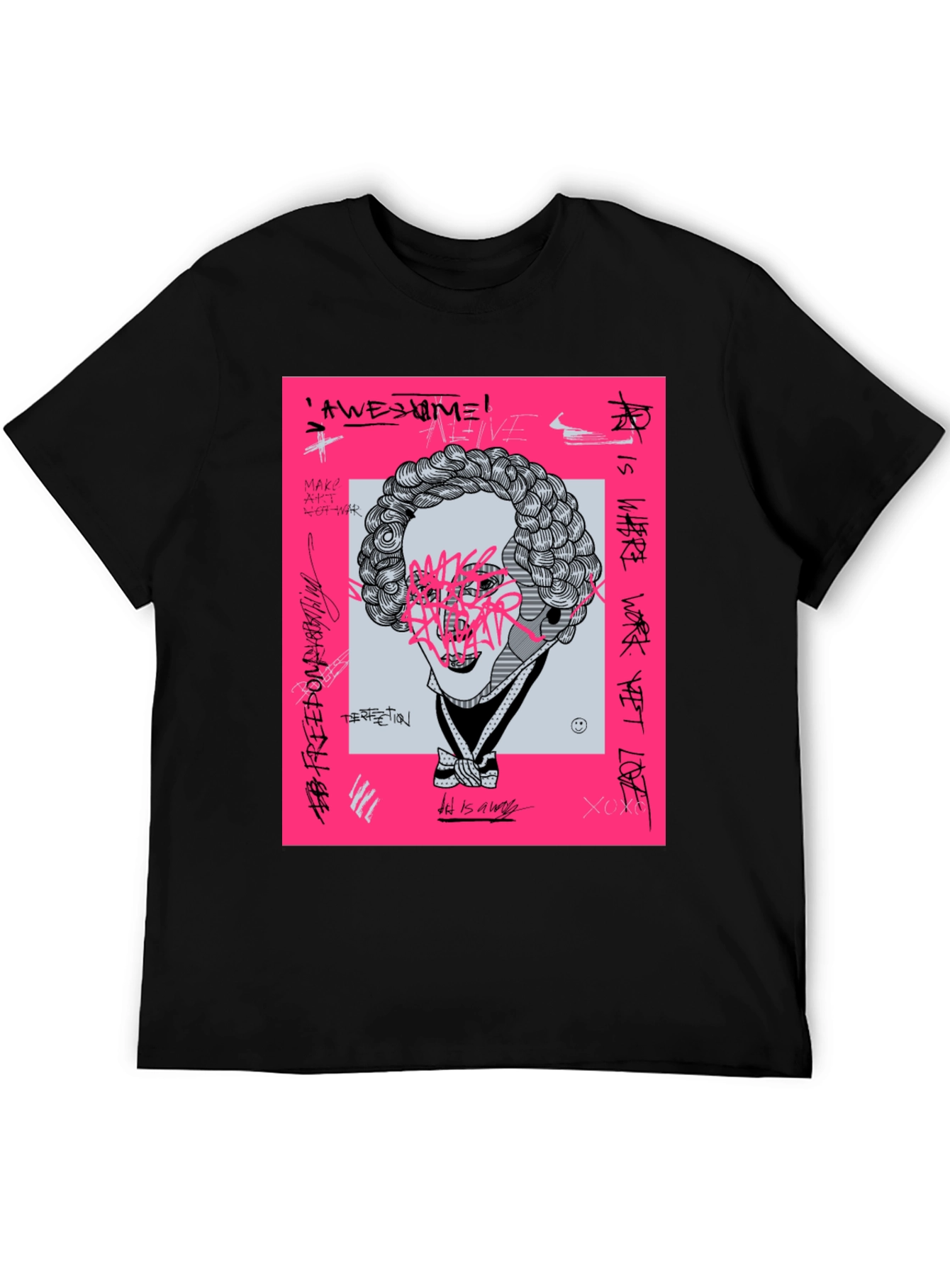Abstract Graphic Print Black T-Shirt - 5
