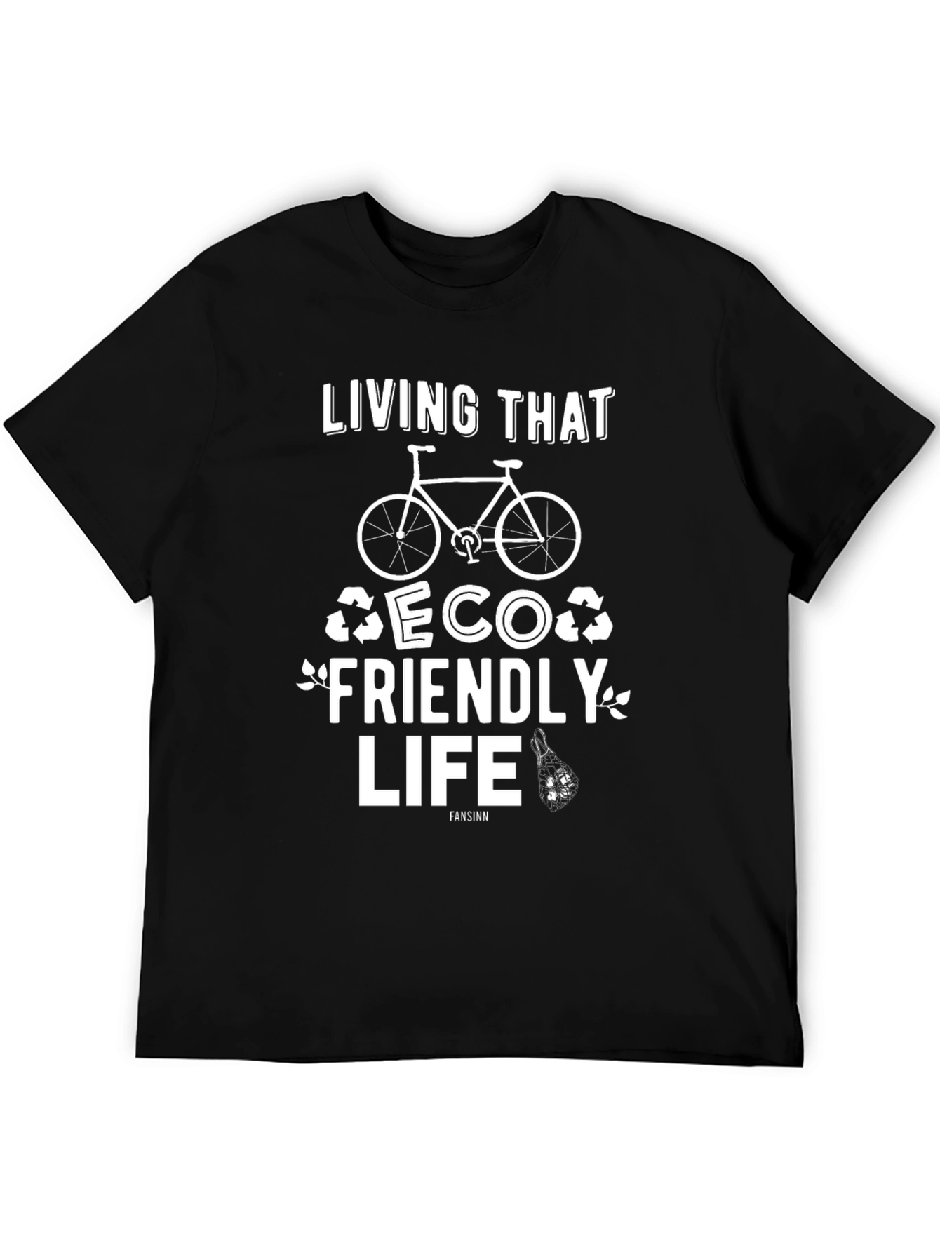 Black Eco Friendly Life T-Shirt - Black Graphic Tee view 5