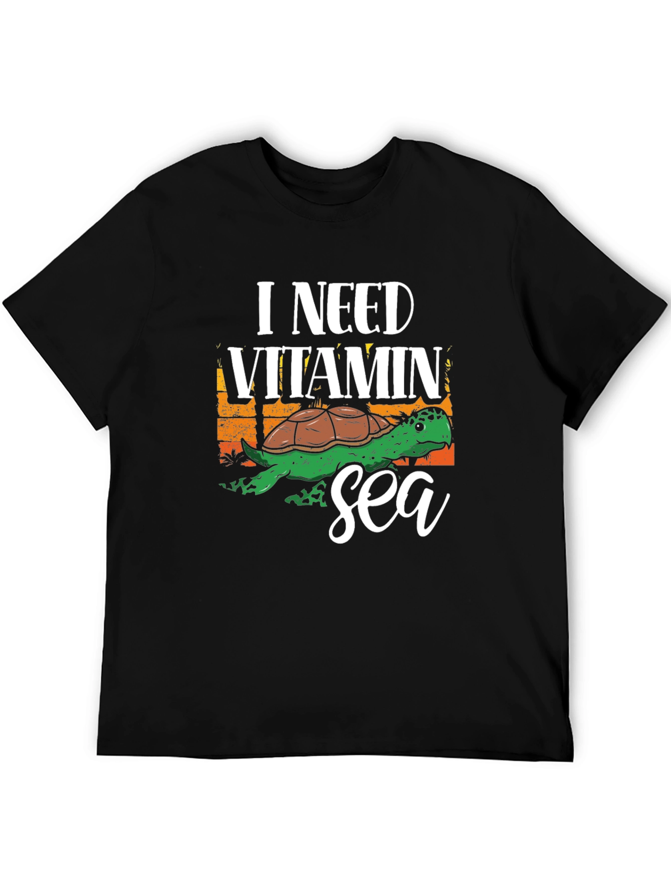 Black I Need Vitamin Sea Turtle Graphic T-Shirt view 5